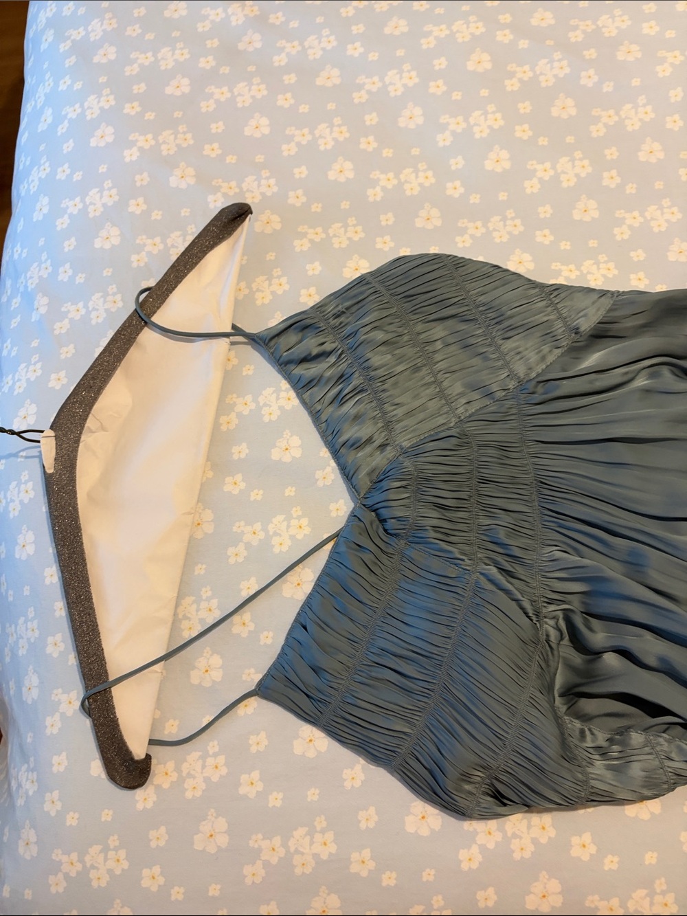 Zadig & Voltaire Slate Blue Ruched Spaghetti-Strap Maxi Dress